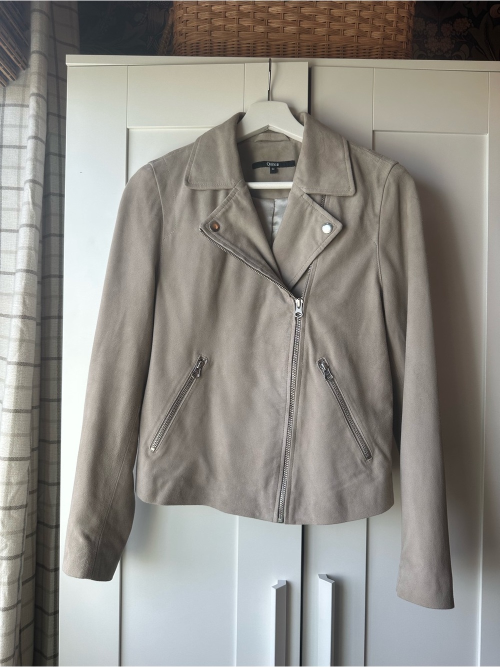 Quince 100% Suede Biker Jacket in Beige
